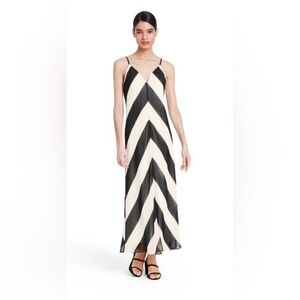 NWT Christopher John Rogers Women's Sz 4 Black & White Chevron Slip Dress